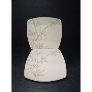 Florida Marketplace Bamboo Dinner Plates, Beige Square Plate, Set of 2 Tableware